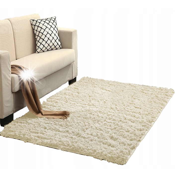 Килим Shaggy Strado 130x190 см Кремаво-бежов, мек, плътен, за интериор