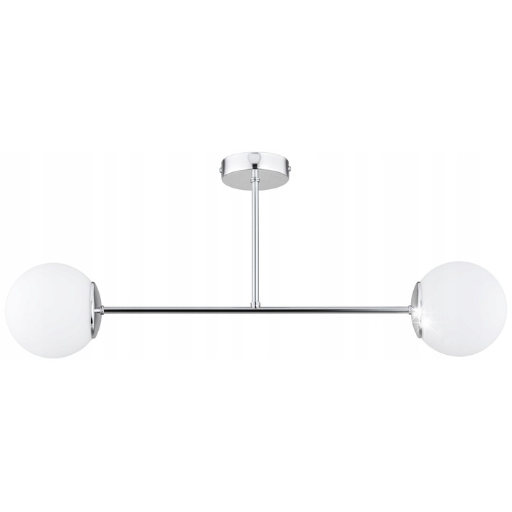 Висяща лампа Milo, хром, 28x70см, с бял стъклен абажур, E27