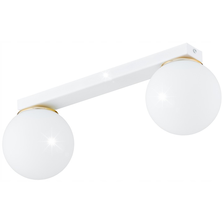 Висяща лампа, бяла, стъкло, E27, 15x40см