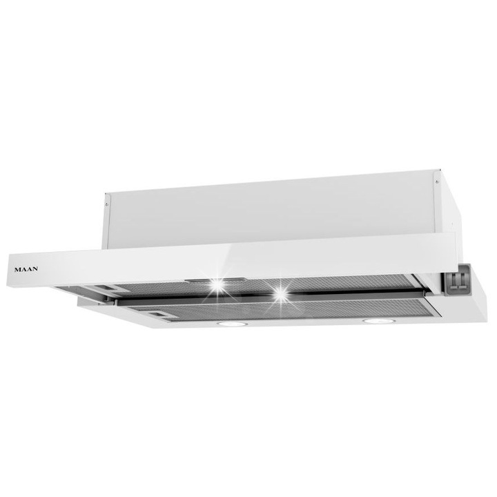 Телескопичен абсорбатор Maan Corona G60, 60см, бял, 3 скорости, LED осветление