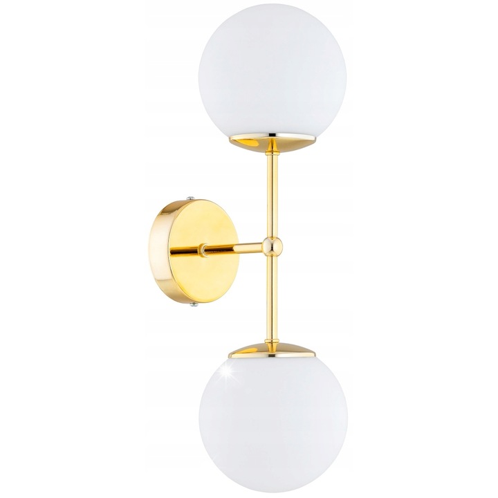 Лампа за стена Milo Gold, метална, с бял стъклен абажур, 40х15см, E27, произведена в Полша