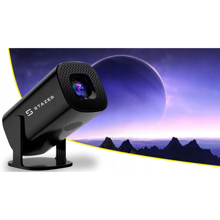 Videoproiector portabil Stazer P30, Full HD, Android, WiFi, Bluetooth, 100 inch, negru