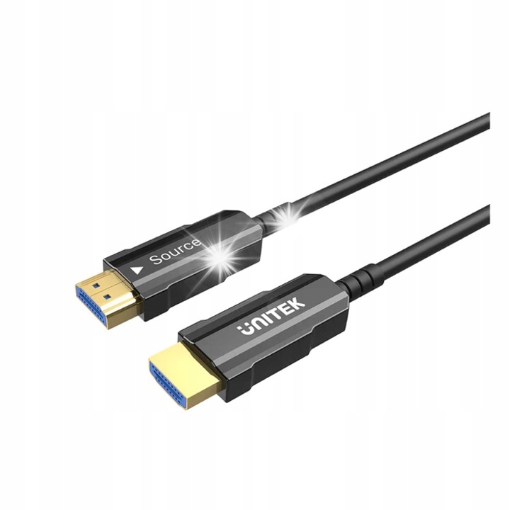 Оптичен HDMI 2.0 кабел Unitek 4K 60Hz, 15м, поддръжка 3D IMAX, аудио 7.1