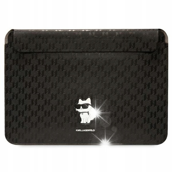 Karl Lagerfeld laptop tok, Saffiano, Choupette, fekete, 14"