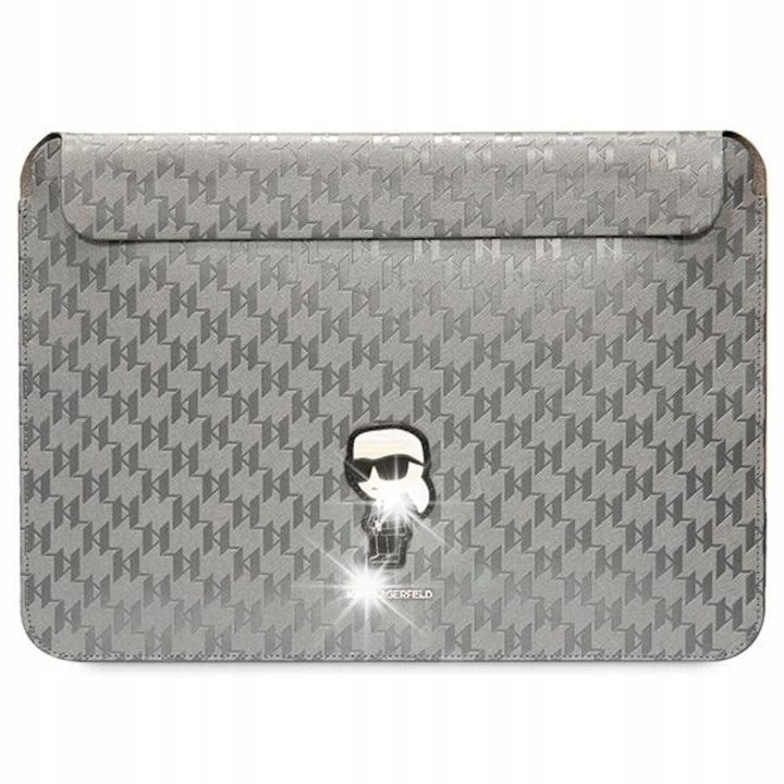 Karl Lagerfeld Saffiano Monogram Ikonik laptop tok, 14", ezüst, 35.5x24.5x2.5cm
