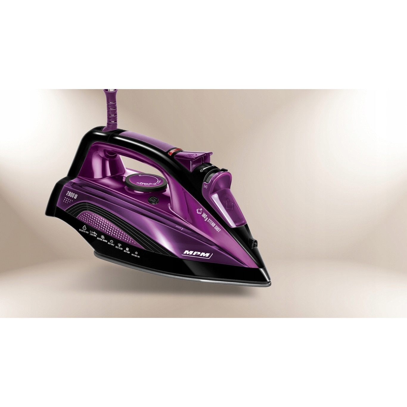 Fier de calcat cu abur MPM MZE-21/RS, 2400-2800W, ceramica, 400ml, functie verticala