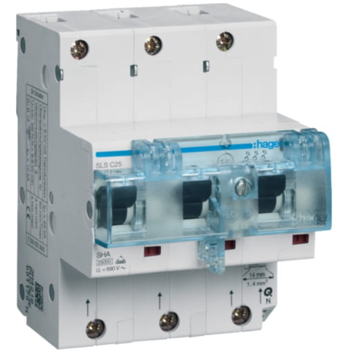 Siguranta electrica, Hager Polo, intrerupator seleciv 3P, 25A, 120x85x150mm, 0.25kg