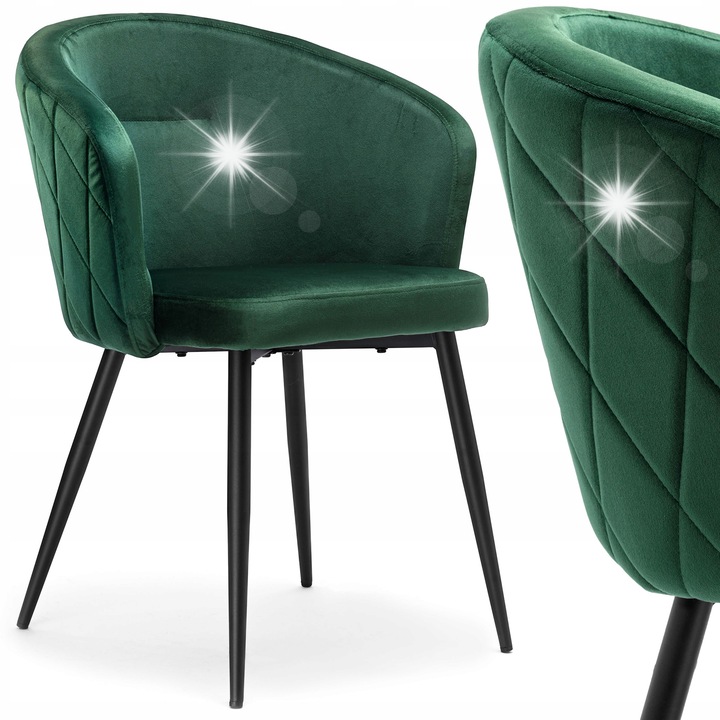 Стол eHokery Hampton, кадифе тъмнозелен, размери 80x59x56cm, издръжливост 120кг