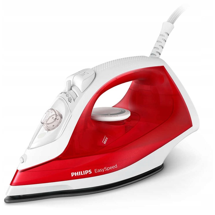 Fier de calcat Philips EasySpeed, ceramica, 2000W, abur continuu 25g/min, rosu, 220ml
