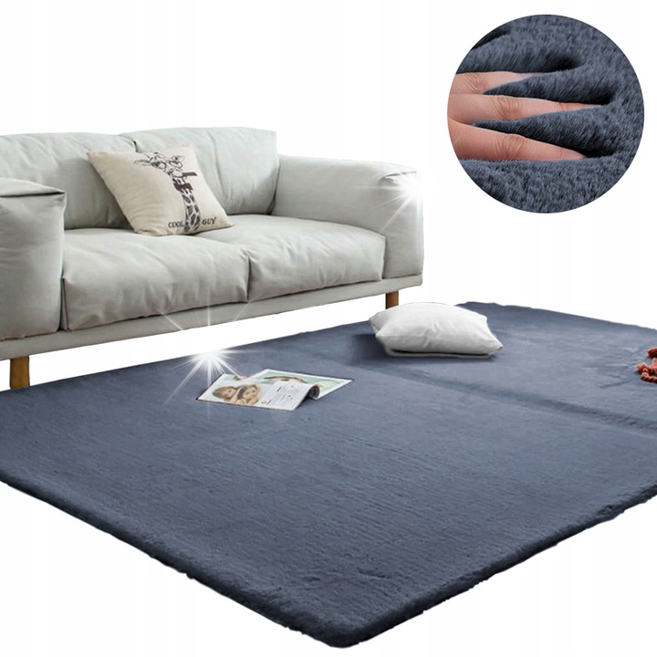 Килим тип шаги Rabbit, Сребърен, 200x260 см, антиалергичен, мек