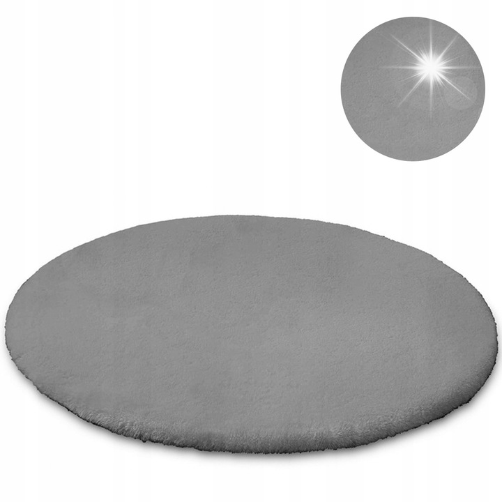 Кръгъл килим Rabbit, Strado, 140x140см, сив, антиалергичен, с противоплъзгащ гръб