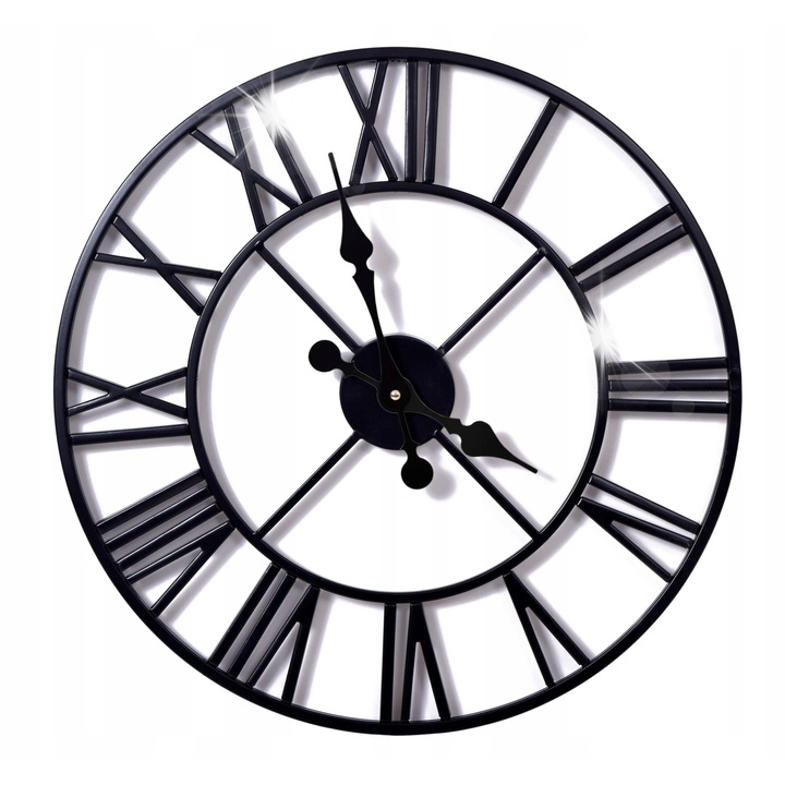 Gockowiak Romain dekoratív falióra 50cm, fém, fekete, átmérő 50cm