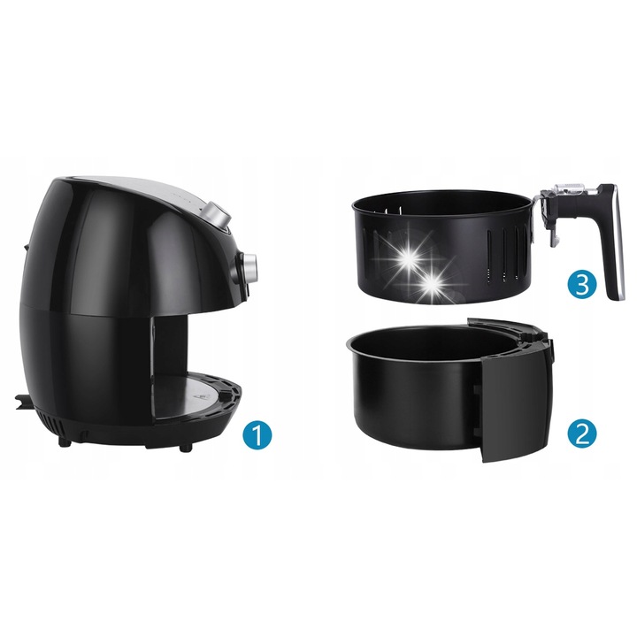 Фритюрник Aigostar Ushas 30 Hez, 2200W, 3 литра, инокс, комплект с капак и кошница за пържене