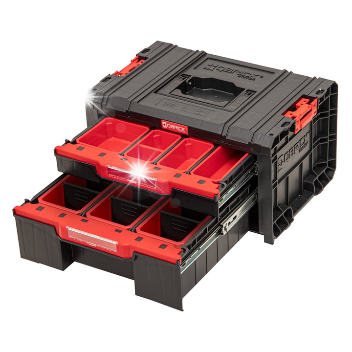 Qbrick System PRO Drawer 2 szerszámosláda, 2 fiók, 450x310x244mm, 4,5L és 9,5L