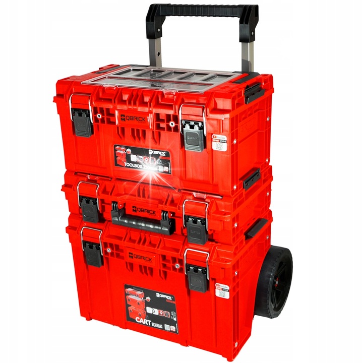 Qbrick System PRIME Ultra HD szerszámosláda készlet, 2 db, piros, 535x327x775mm