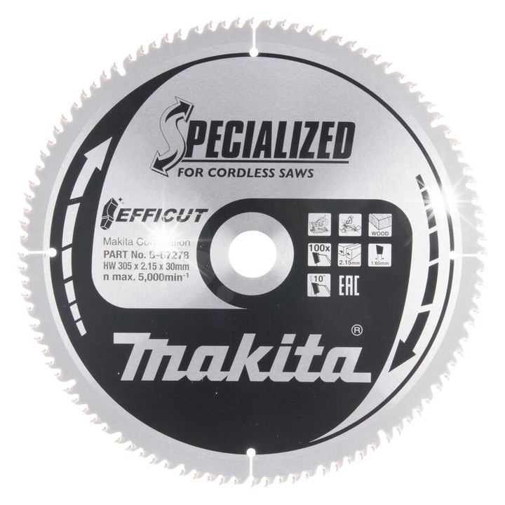 Vágótárcsa, Makita, 305x30mm, 60 fog, fához
