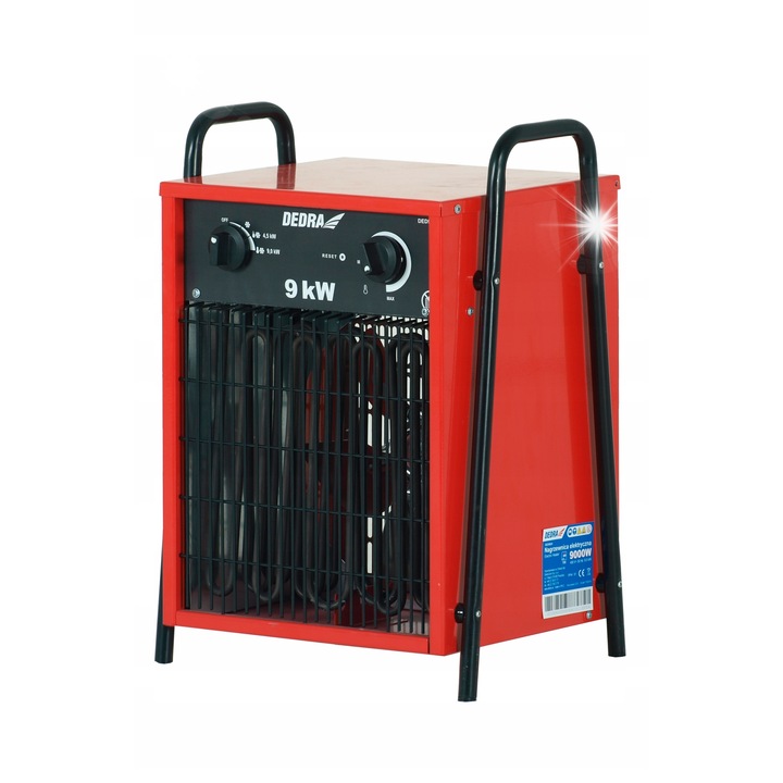 Dedra DED9924 ipari hőlégfúvó, 9000W, 400V, termosztát, 2 teljesítményfokozat, 90m²