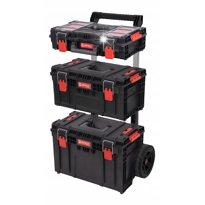 Qbrick System PRIME 1 szett, szerszámosláda, 76L űrtartalom, víz- és porálló, 9"-os kerekek