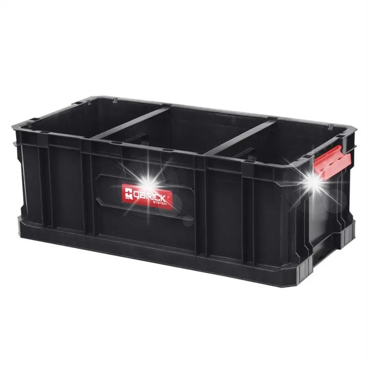 Qbrick System BOX 200 FLEX rendszerező doboz, 2 rekeszes, 530x295x195mm, szerszámokhoz és tartozékokhoz