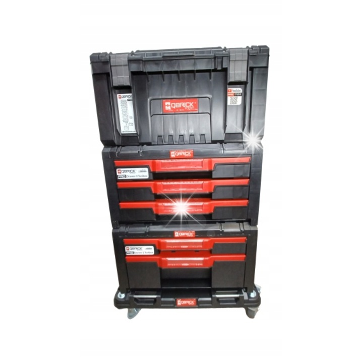 Qbrick System PRO rendszerező készlet, 4 modul, 7 fiók, mobil, 100kg, változó méretek