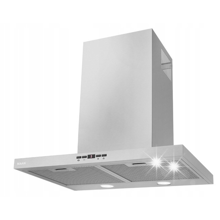 Абсорбатор Maan Siena Soft 60см, сребрист/сив, 3 степени на мощност, LED осветление