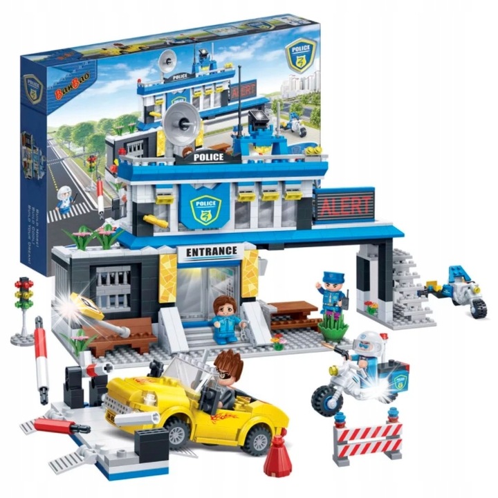 Конструктор BanBao 7001 Полицейски участък, 938 части, 5 фигурки, многоцветен