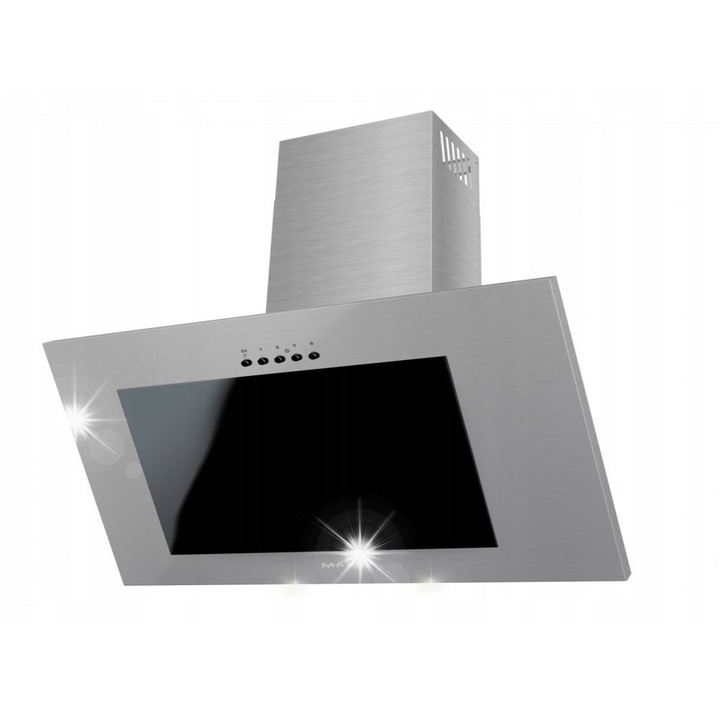 Аспиратор Maan Vertical 90см, сатениран инокс, черно стъкло, LED осветление, 3 скорости