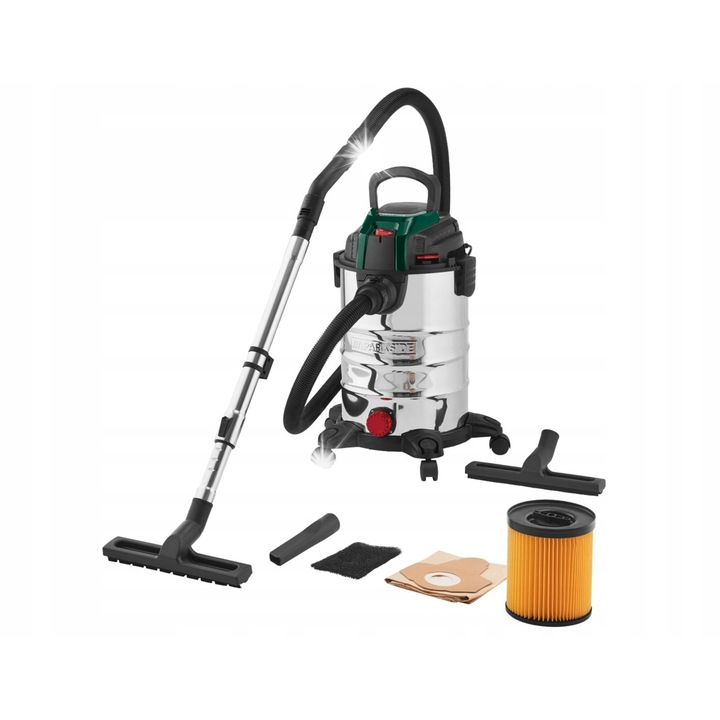 Прахосмукачка за мокро и сухо почистване Parkside PWD 25 B3, 1400 W, 25 л, 240 Air Watt, 41,5x41,5x56,5 см