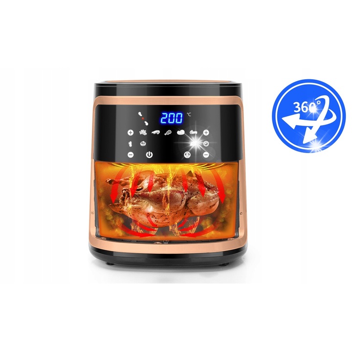 Aigostar fritőz, 1900W 7L, olajmentes, fekete, LED érintőpanellel