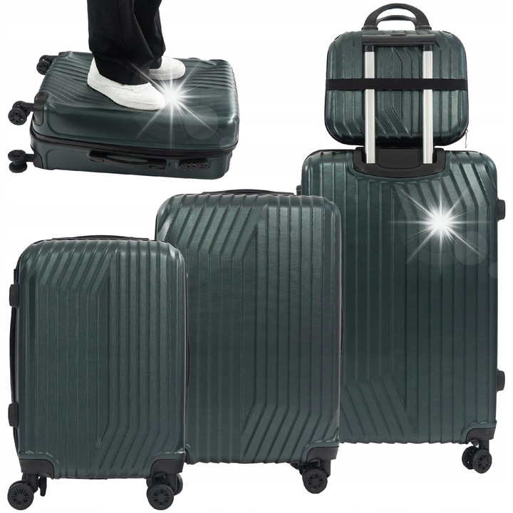 Комплект куфари Artnico 4в1 ABS тъмнозелени, 4 броя, 75x50x30 см, 64x43x25 см, 55x40x20 см, 32x26x16 см