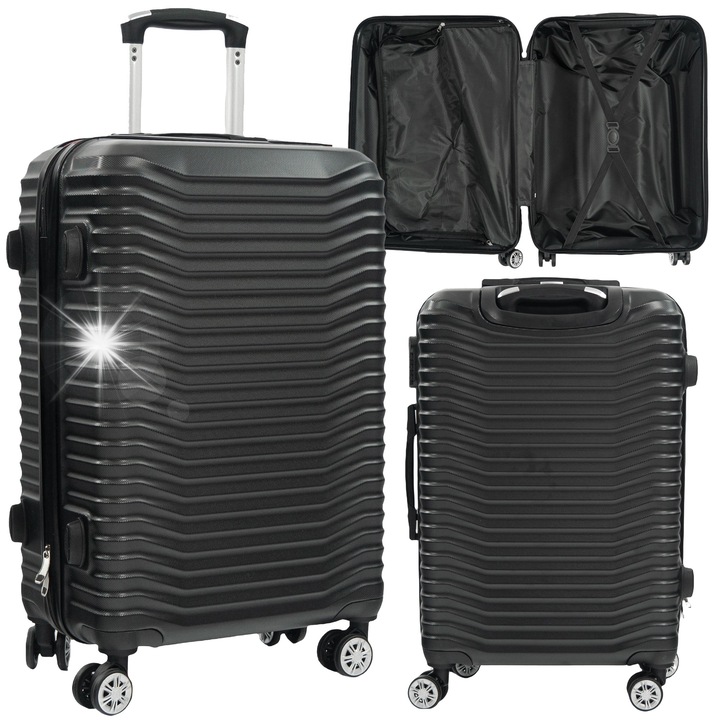 Пътен куфар Artnico 63 л, 64x43x25 см, черен, с 4 колела, ABS