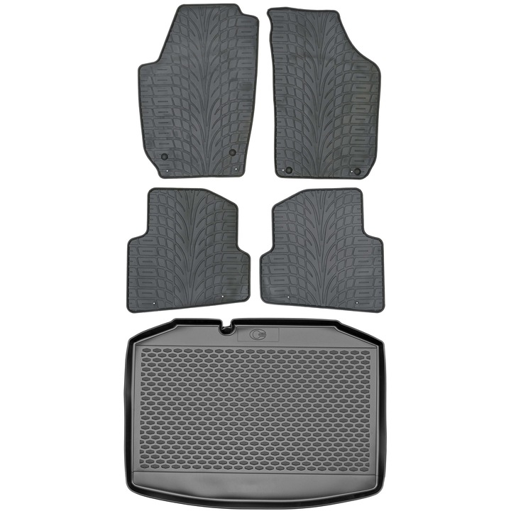 Max-Dywanik csomagtérvédő készlet, matt és autószőnyegek, fekete, Skoda Fabia II Hatchback, 2007-2014