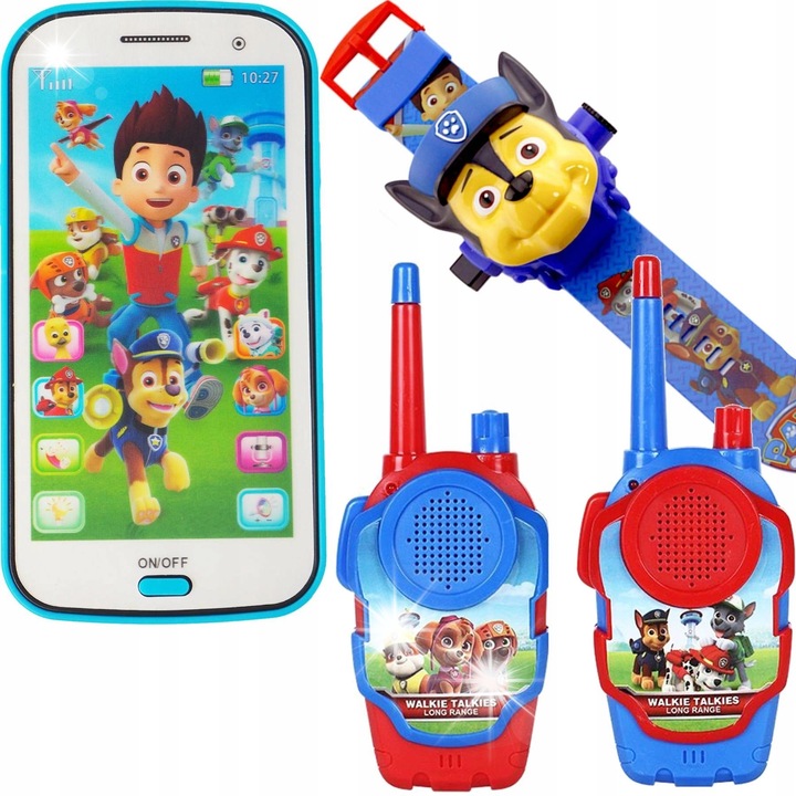 PSI PATROL játékszett, Walkie Talkie, projektoros óra, okostelefon, 3 év+, többszínű, méretek 30x18x5cm, 29x15x6cm, 24x16x2cm