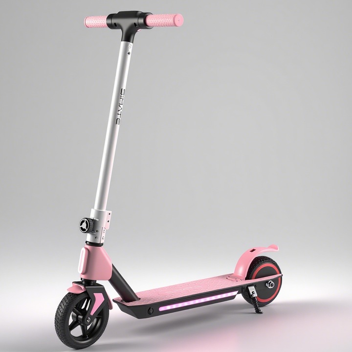 Trotinetă electrică pentru copii SIMATE S2, 130W, 14 km/h, roz, 70 Kg