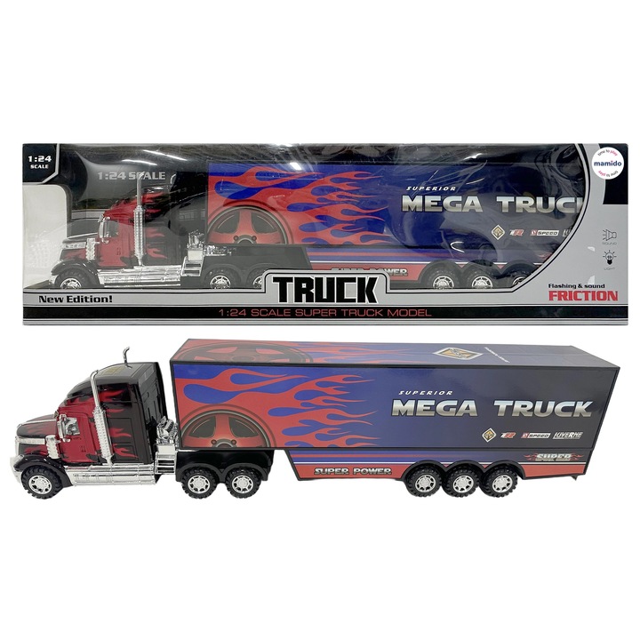 Nagy kamion konténerrel 1:24, Mamido, fények és hangok, műanyag, 60 cm
