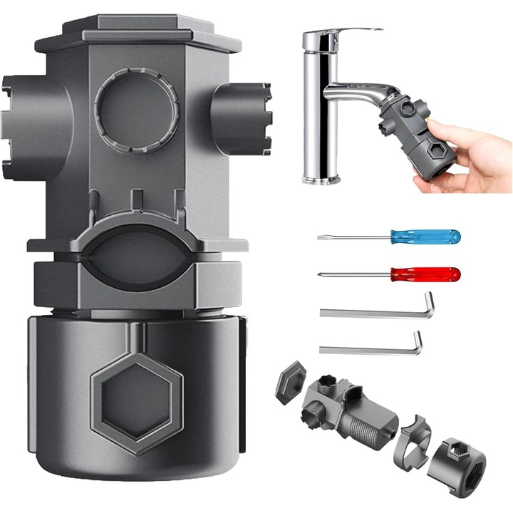 Cheie Reglabila Multifunctionala pentru Robinete 16 in 1 – Durabila, Compacta si Portabila, Pentru Instalare si Reparatii, Potrivita pentru Toate Tipurile de Montaje Sanitare