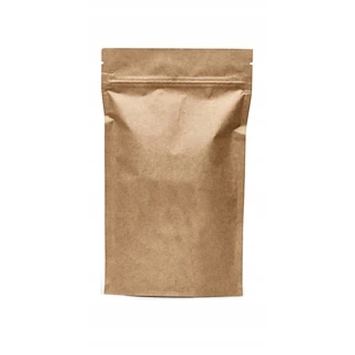 Set Pungi Din Hartie, Neopren, Ambalaj Ecologic Pentru Produse Vrac Si Semi Lichide, Atestat Pentru Contactul Cu Alimentele, Crestatura Pentru Deschidere Usoara, Inchidere Cu Fermoar Reutilizabil, 225 x 130 x 70 mm, Bej, 100 Buc