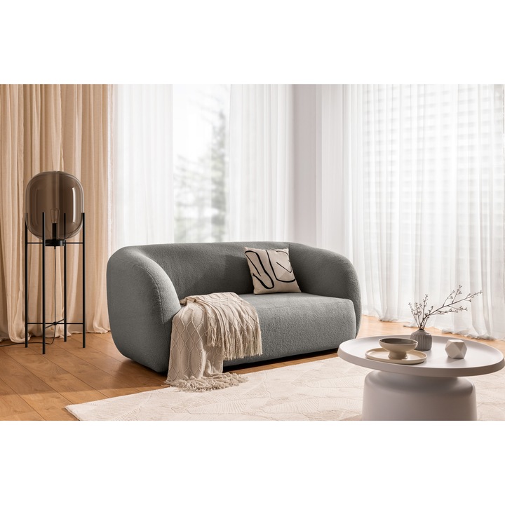 Canapea extensibila, Meble Bogart, Dalin II, Lemn, Fixa, Living, Canapea, 180 cm x 96 cm, Standard, 2 brate, Gri