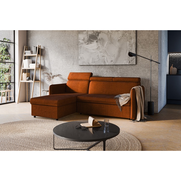 Coltar, Meble Bogart, Barcelia Mini, Lemn, Modulara, Living, Canapea, 220 Cm X 165 Cm, Coltar, 2 Brate, Rosu