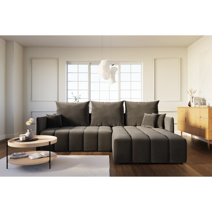 Coltar, Meble Bogart, Alyssia, Lemn, Modulara, Living, Canapea, 248 cm x 180 cm, Coltar, 1 brat, Maro