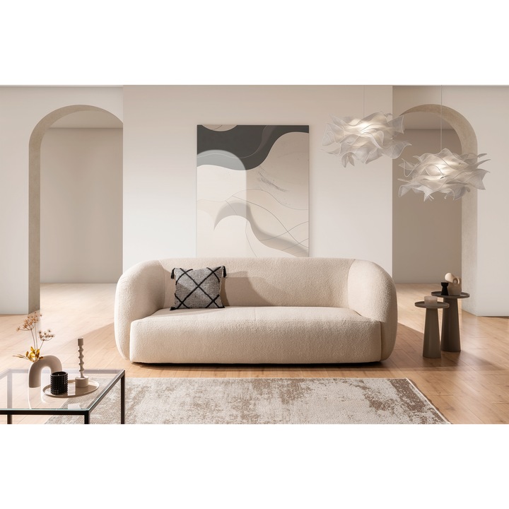 Canapea extensibila, Meble Bogart, Dalin III, Lemn, Fixa, Living, Canapea, 235 cm x 96 cm, Standard, 2 brate, Bej