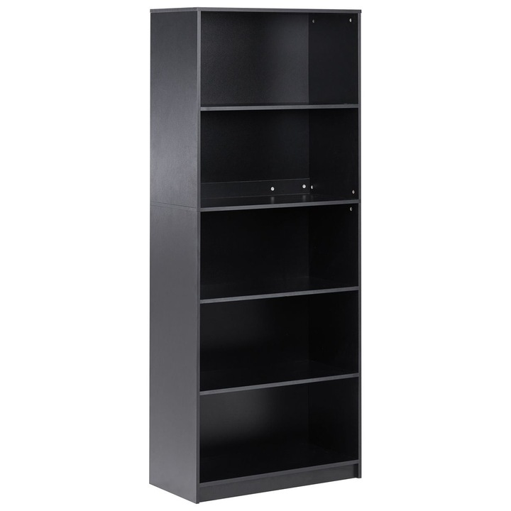 Biblioteca cu 5 rafturi Zehna 195 cm Negru