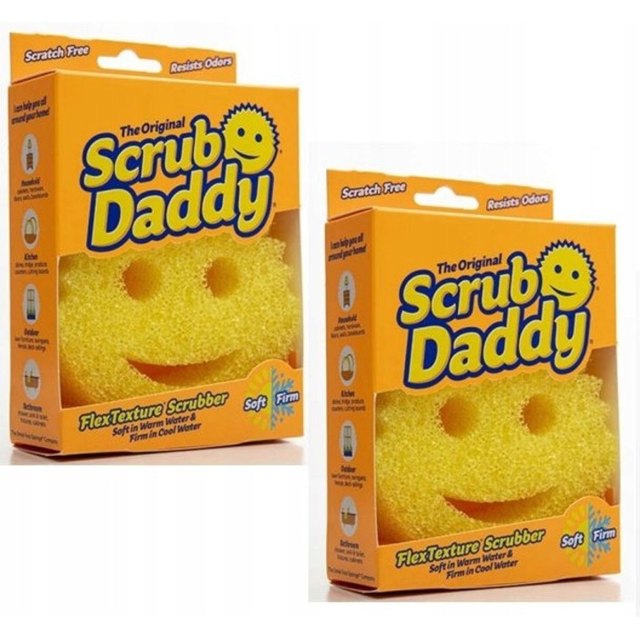 Set 2 bureți Scrub Daddy Original, FlexTexture, 10x10x4cm, universal