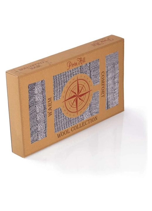 Cutie cu fular si sosete, Pirin Hill, Lana Merinos, Gri