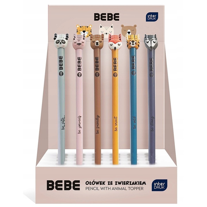 Creion Interdruk HB FRIENDS, 1 buc., design cu 6 modele, grafit rezistent la rupere, rotund