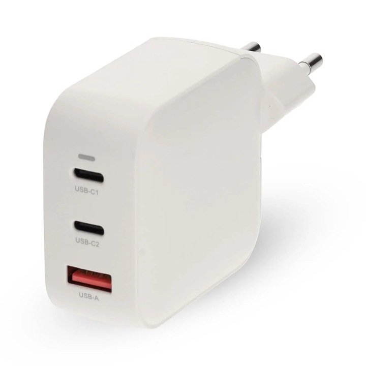 Incarcator de perete GaN de 100 W, 3 porturi, USB-C PD si USB-A