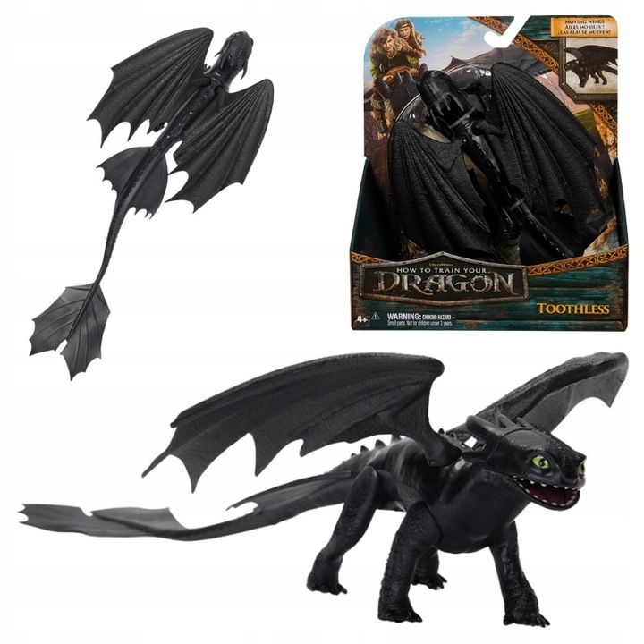 Figurina Dragon, Spin Master, Aripi și Picioare Mobile, Negru, 21 cm
