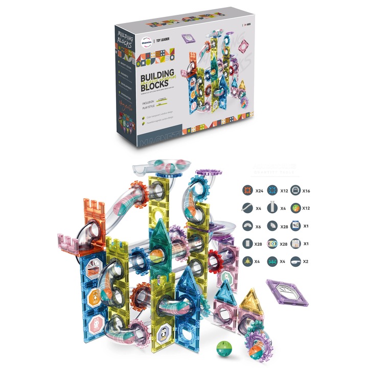 Mamido Комплект магнитен конструктор писта за топчета 172 части MT1587