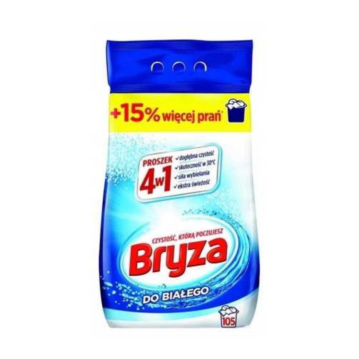 Bryza 4in1 fehér mosószer 6,825kg, 105 mosás, hatékony 30°C-on, extra frissesség