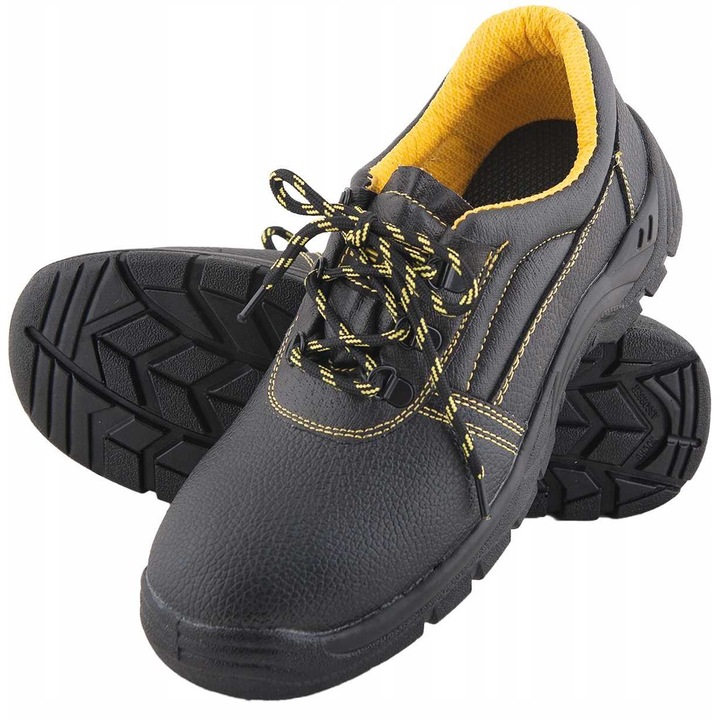 Pantofi de protectie, RAW-POL, negru-galben, fabrica din material rezistent, 48